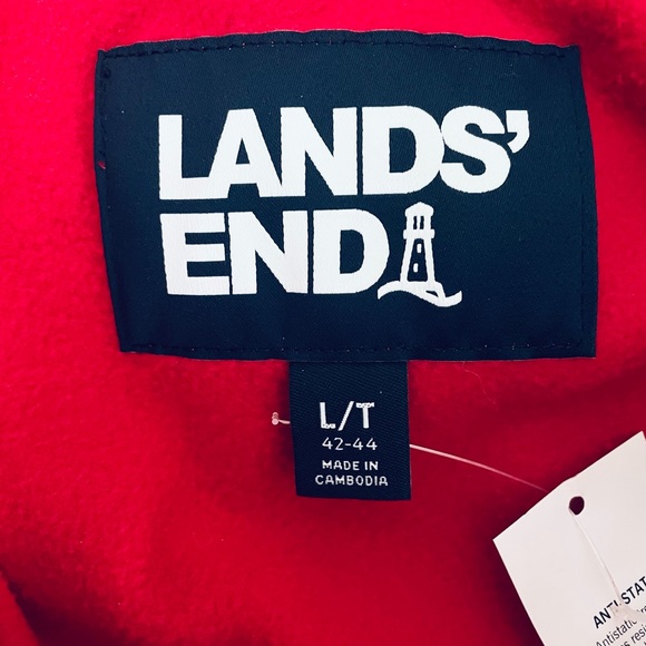 NWT Lands’ End Red Fleece Quarter-Zip Pullover / Large Tall - Picture 4 of 10